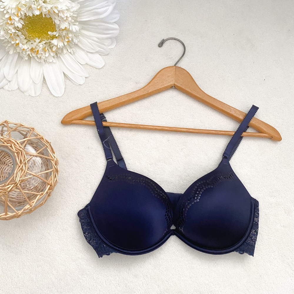 AERIE sexy navy blue push up bra w/ sequins - 34D